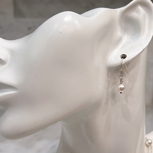 SWAROVSKI Crystal White Pearl Sterling Silver Necklace and Dangle … - Picture 9 of 12